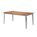 Stylish Outdoor Dining Table with Wooden Slat Top and Aluminum Frame