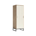 Modern Wooden Cabinet with Vertical Panel Design and Metal Base