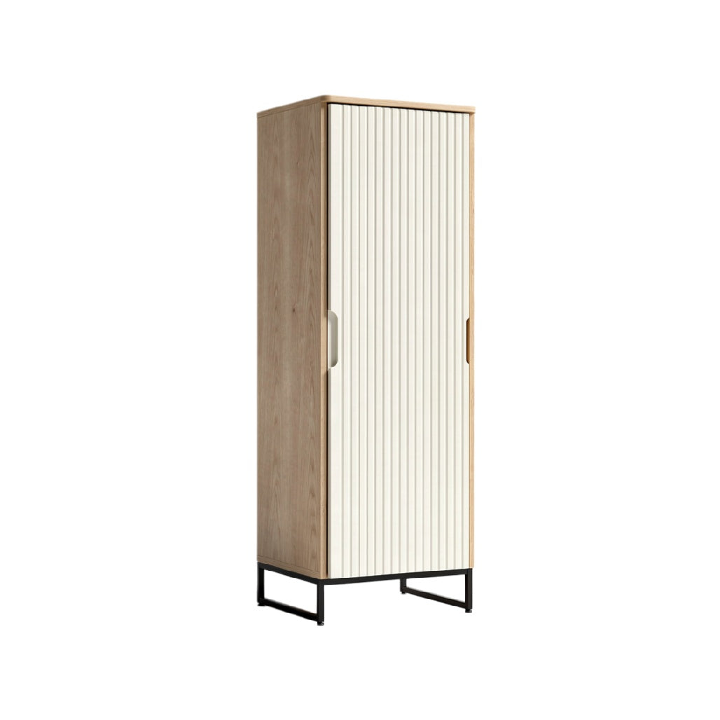 Modern Wooden Cabinet with Vertical Panel Design and Metal Base